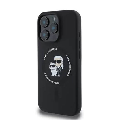 MagSafe Case for Apple iPhone 16 Pro, Karl Lagerfeld, Silicone Karl & Choupette's Heads, Black