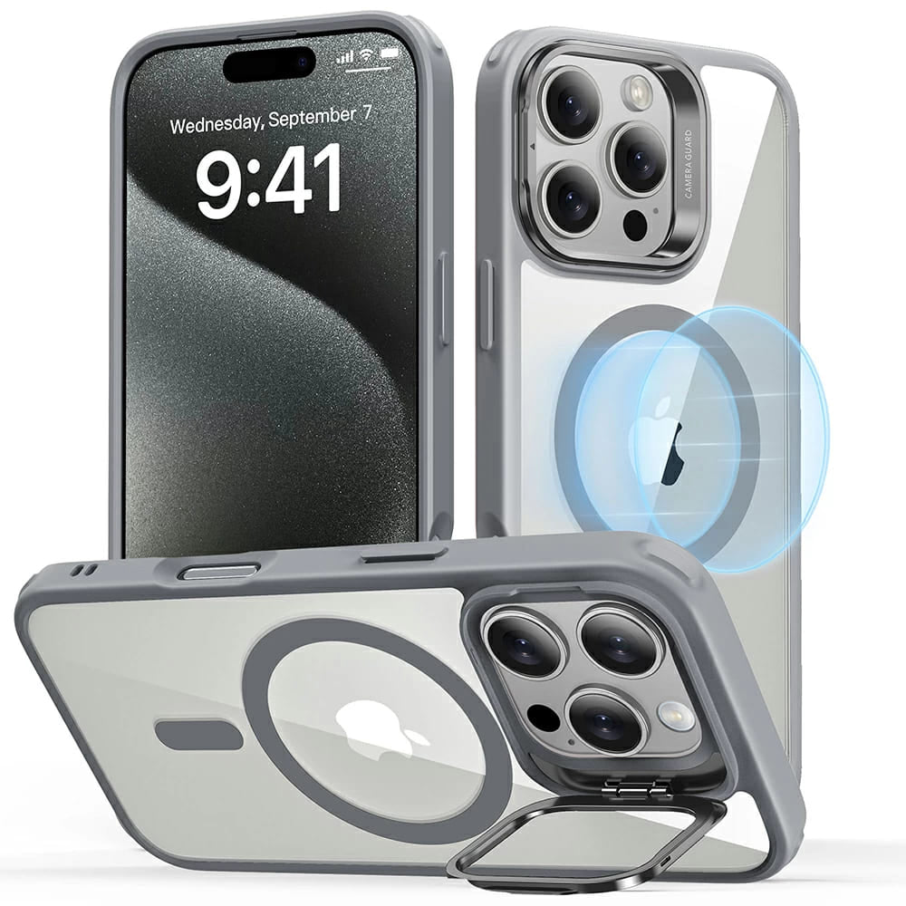 MagSafe tok Apple iPhone 16 Pro Max-hoz, ESR, Classic Hybrid Kickstand, Átlátszó Szürke