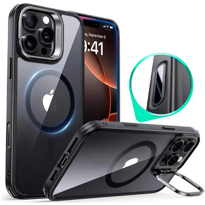 MagSafe tok Apple iPhone 16 Pro Max-hoz, ESR, Classic Hybrid Kickstand Slide, Átlátszó Fekete