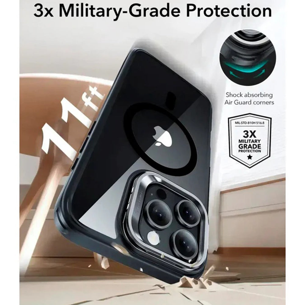 MagSafe tok Apple iPhone 16 Pro Max-hoz, ESR, Classic Hybrid Kickstand Slide, Átlátszó Fekete