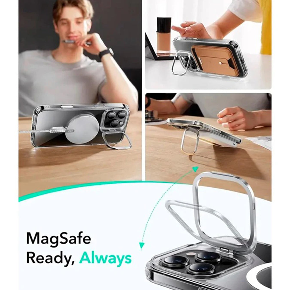 MagSafe tok Apple iPhone 16 Pro Max-hoz, ESR, Classic Hybrid Kickstand Slide, Átlátszó
