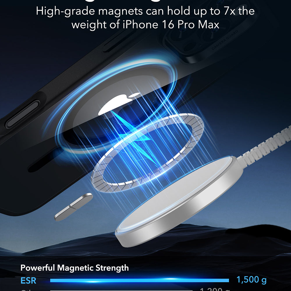MagSafe tok Apple iPhone 16 Pro Max-hoz, ESR, Classic Hybrid, Átlátszó Fekete