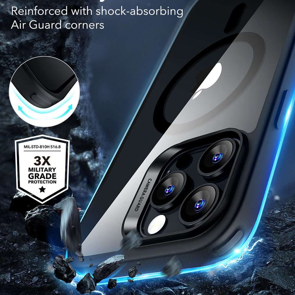 MagSafe tok Apple iPhone 16 Pro Max-hoz, ESR, Classic Hybrid, Átlátszó Fekete