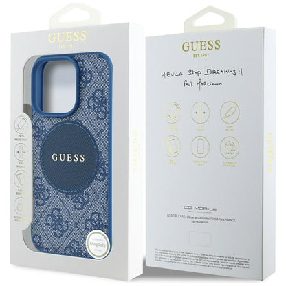 MagSafe Case for Apple iPhone 16 Pro Max, Guess, 4G Circle Classic Logo, Blue