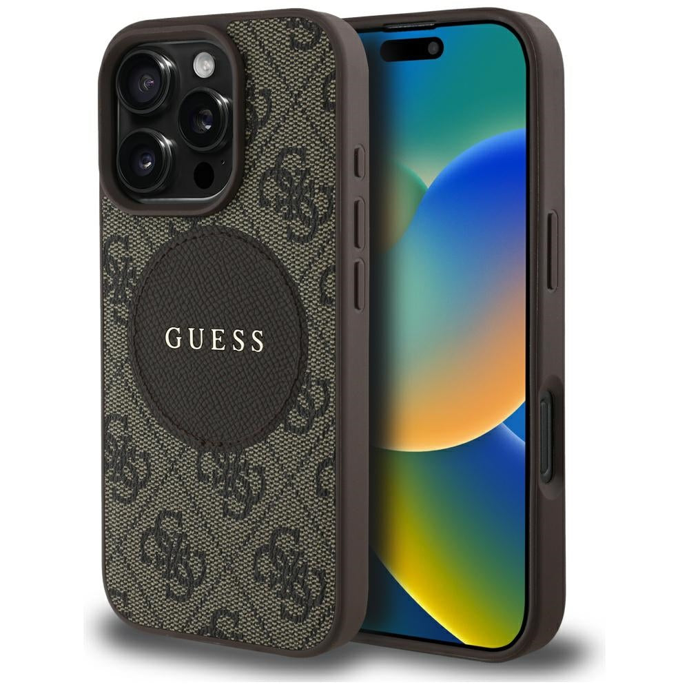 MagSafe tok Apple iPhone 16 Pro Max-hoz, Guess, 4G Circle Classic Logo, barna
