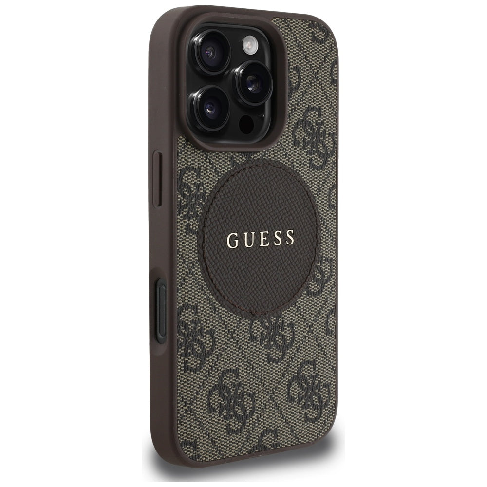 MagSafe tok Apple iPhone 16 Pro Max-hoz, Guess, 4G Circle Classic Logo, barna