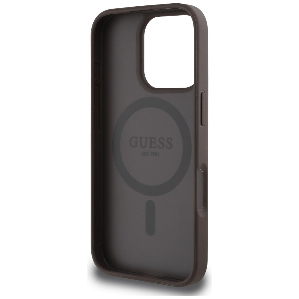 MagSafe tok Apple iPhone 16 Pro Max-hoz, Guess, 4G Circle Classic Logo, barna