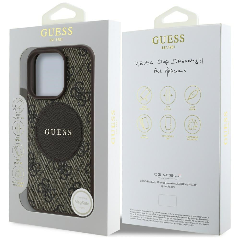 MagSafe tok Apple iPhone 16 Pro Max-hoz, Guess, 4G Circle Classic Logo, barna