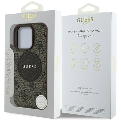 MagSafe tok Apple iPhone 16 Pro Max-hoz, Guess, 4G Circle Classic Logo, barna