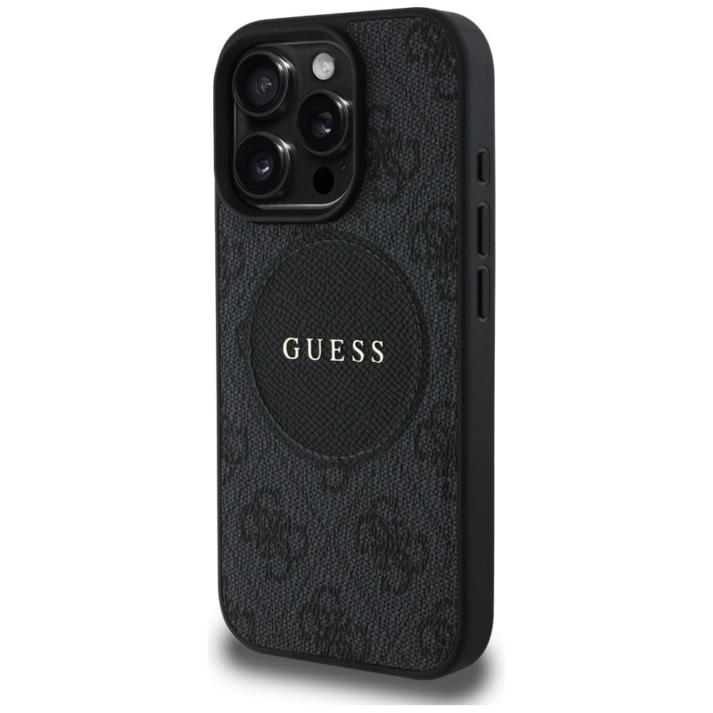 MagSafe Case for Apple iPhone 16 Pro Max, Guess, 4G Circle Classic Logo, Black