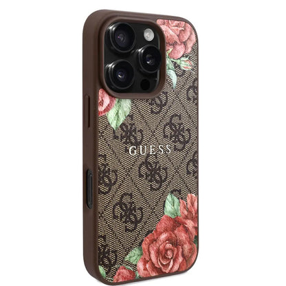 MagSafe tok Apple iPhone 16 Pro Max-hoz, Guess, 4G Flowers Print, Barna