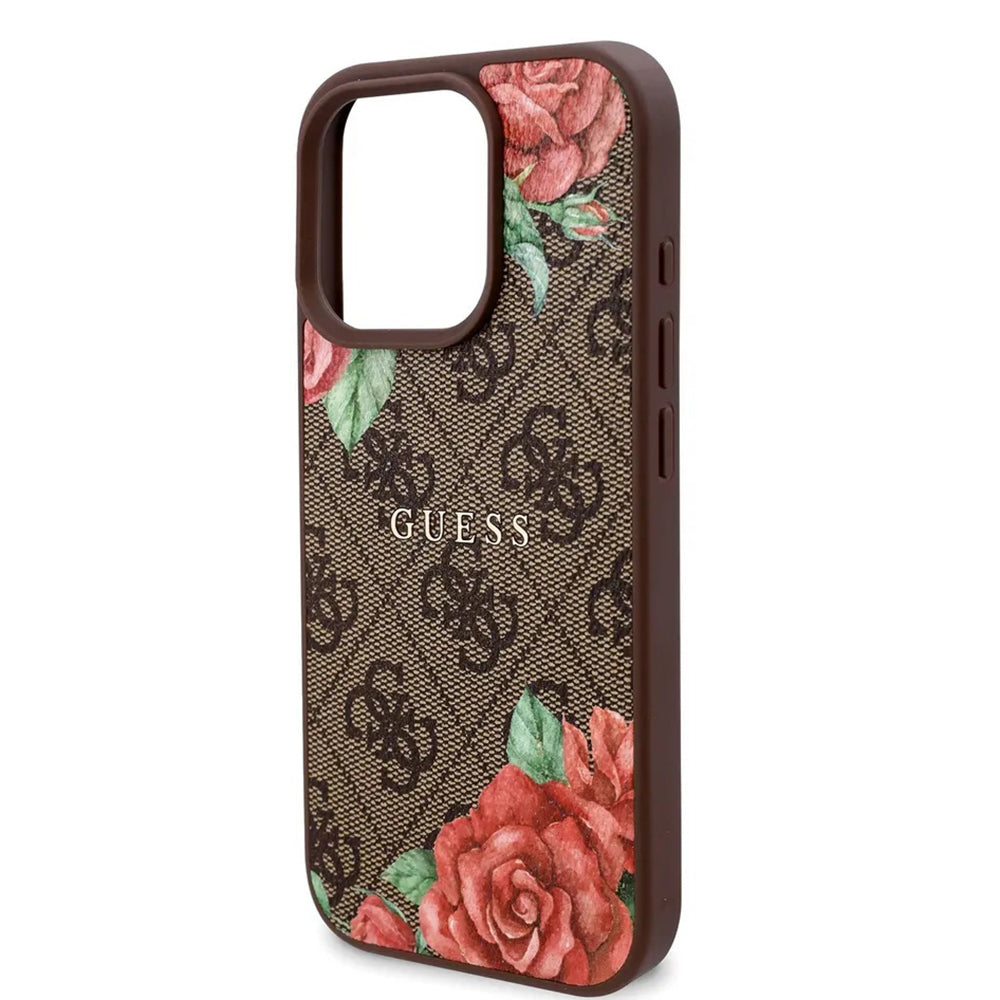 MagSafe tok Apple iPhone 16 Pro Max-hoz, Guess, 4G Flowers Print, Barna