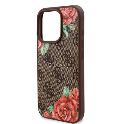 MagSafe tok Apple iPhone 16 Pro Max-hoz, Guess, 4G Flowers Print, Barna
