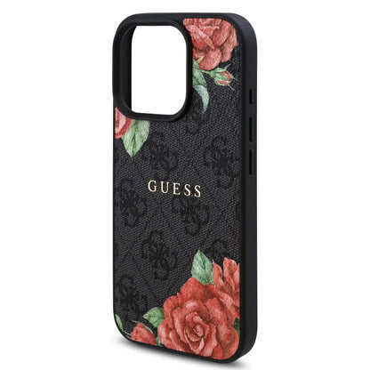 MagSafe tok Apple iPhone 16 Pro Max-hez, Guess, 4G Flowers Print, Fekete