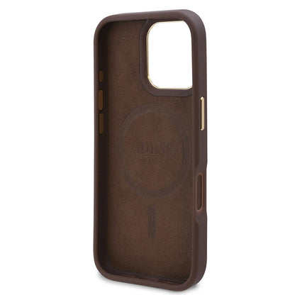MagSafe Case for Apple iPhone 16 Pro Max, Guess, 4G Logo Plate, Blue