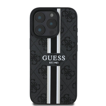MagSafe tok Apple iPhone 16 Pro Max-hez, Guess, 4G Printed Stripes, Fekete