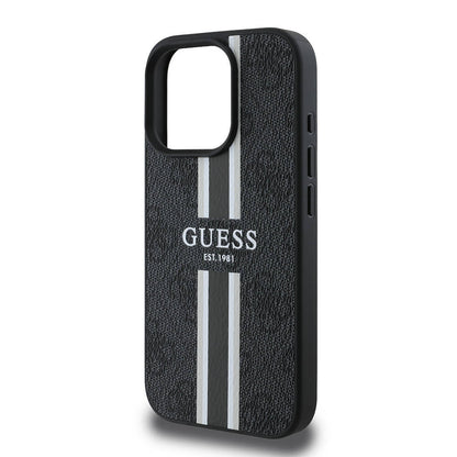 MagSafe tok Apple iPhone 16 Pro Max-hez, Guess, 4G Printed Stripes, Fekete