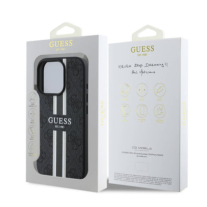 MagSafe tok Apple iPhone 16 Pro Max-hez, Guess, 4G Printed Stripes, Fekete