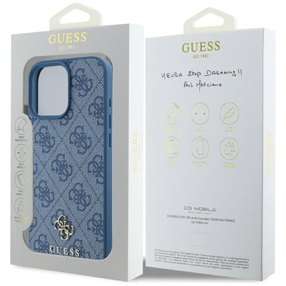 MagSafe Case for Apple iPhone 16 Pro Max, Guess, 4G Small and Classic Logo, Blue