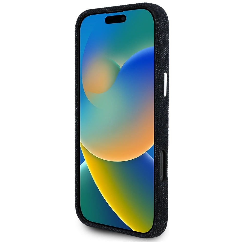 MagSafe tok Apple iPhone 16 Pro Max-hez, Guess, Denim Triangle Logo, Fekete