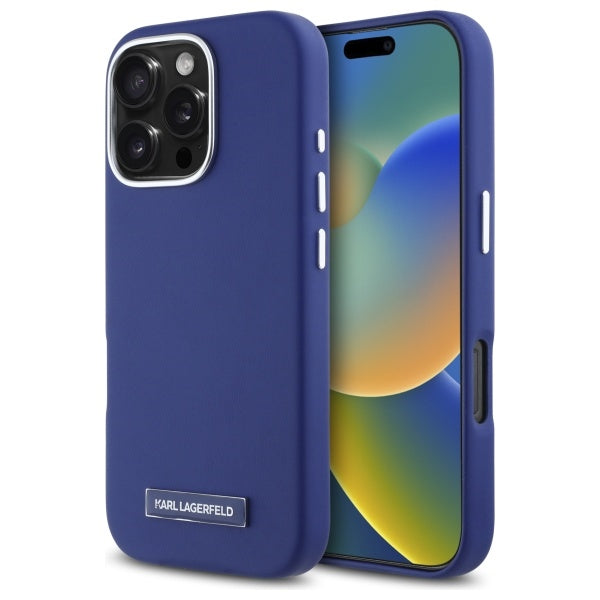 MagSafe tok Apple iPhone 16 Pro Max-hoz, Karl Lagerfeld, FW Metal Plate, Kék