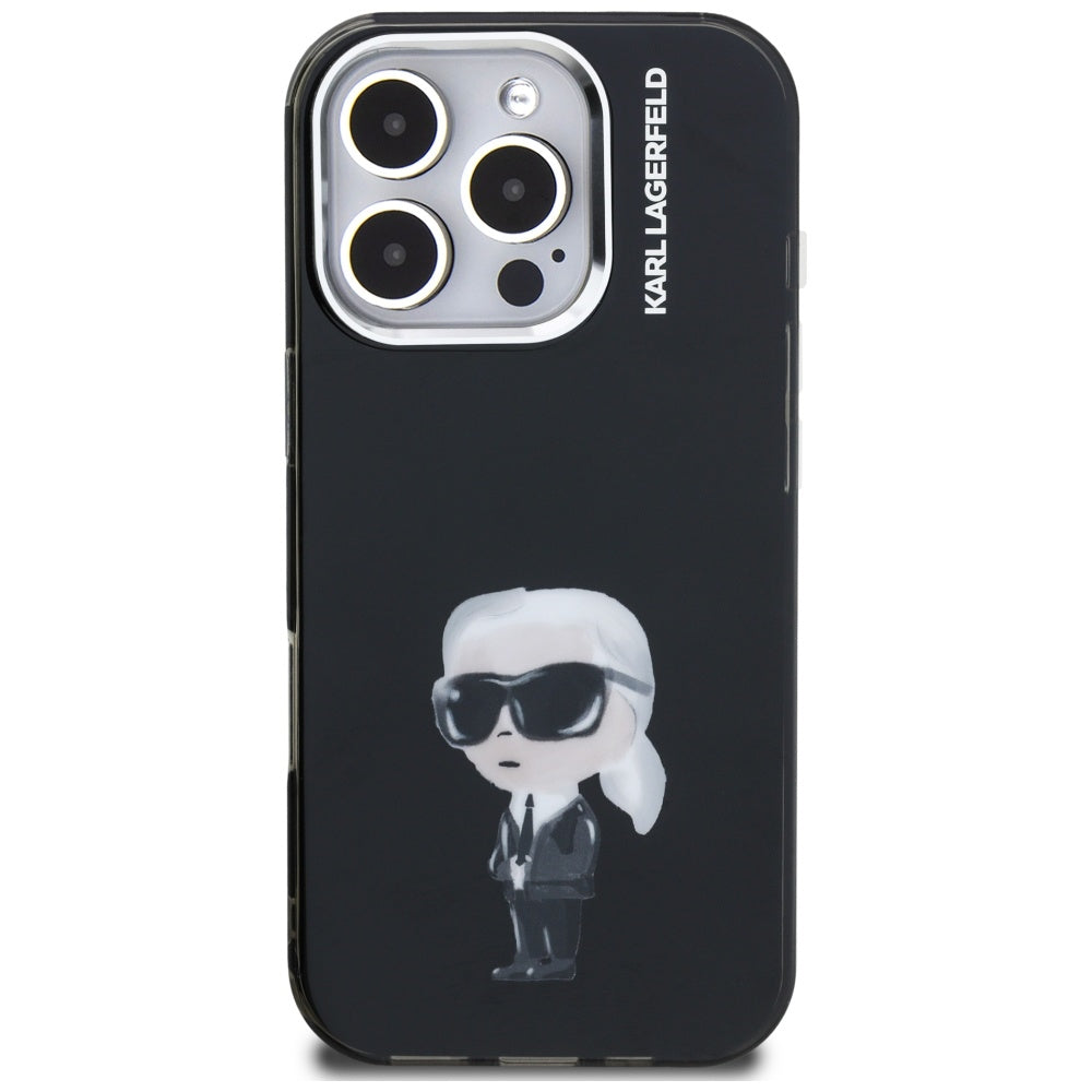 MagSafe tok Apple iPhone 16 Pro Max-hez, Karl Lagerfeld, IML Aquarelle Logo Karl, Fekete