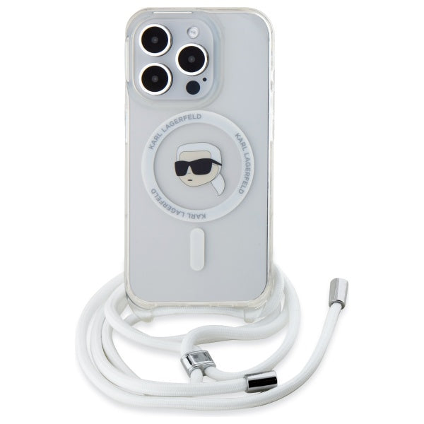 MagSafe Case for Apple iPhone 16 Pro Max, Karl Lagerfeld, IML Crossbody Karl's Head, Transparent