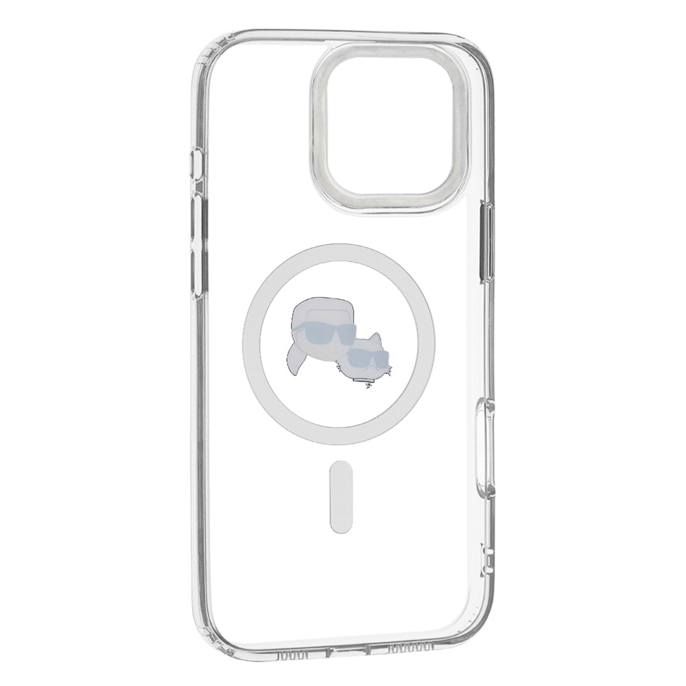 MagSafe tok Apple iPhone 16 Pro Max-hez, Karl Lagerfeld, IML Metal Karl & Choupette's Heads, Fehér