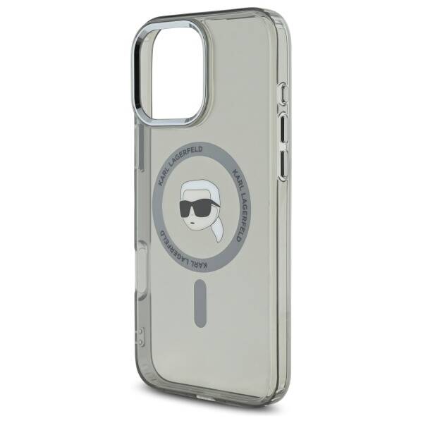 MagSafe tok Apple iPhone 16 Pro Max-hoz, Karl Lagerfeld, IML Metal Karl's Head, Fekete