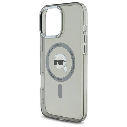 MagSafe tok Apple iPhone 16 Pro Max-hoz, Karl Lagerfeld, IML Metal Karl's Head, Fekete