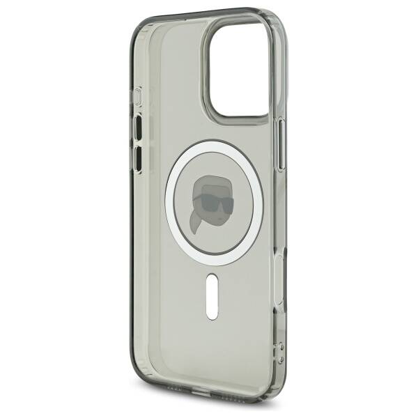 MagSafe tok Apple iPhone 16 Pro Max-hoz, Karl Lagerfeld, IML Metal Karl's Head, Fekete