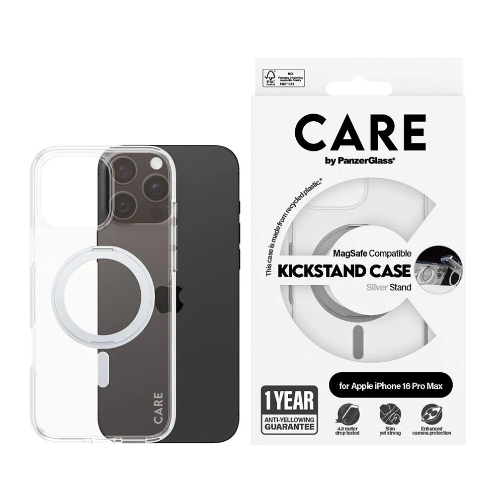 MagSafe tok Apple iPhone 16 Pro Max-hoz, PanzerGlass, Állványos funkció, Átlátszó Ezüst