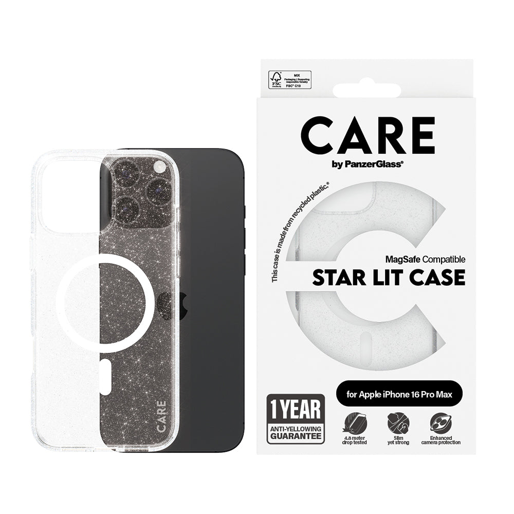 MagSafe tok Apple iPhone 16 Pro Max-hoz, PanzerGlass, Care Urban Combat Star Lit, Átlátszó Fehér