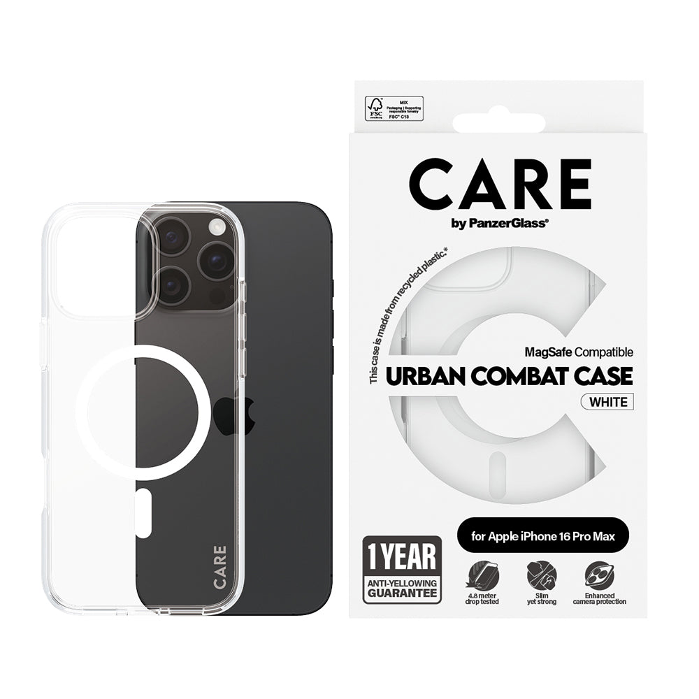 MagSafe tok Apple iPhone 16 Pro Max-hoz, PanzerGlass, Care Urban Combat, Átlátszó Fehér