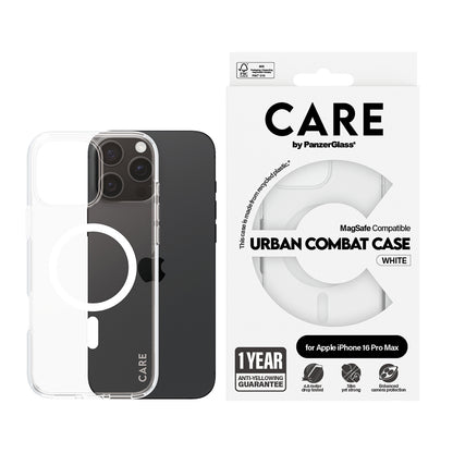 MagSafe tok Apple iPhone 16 Pro Max-hoz, PanzerGlass, Care Urban Combat, Átlátszó Fehér