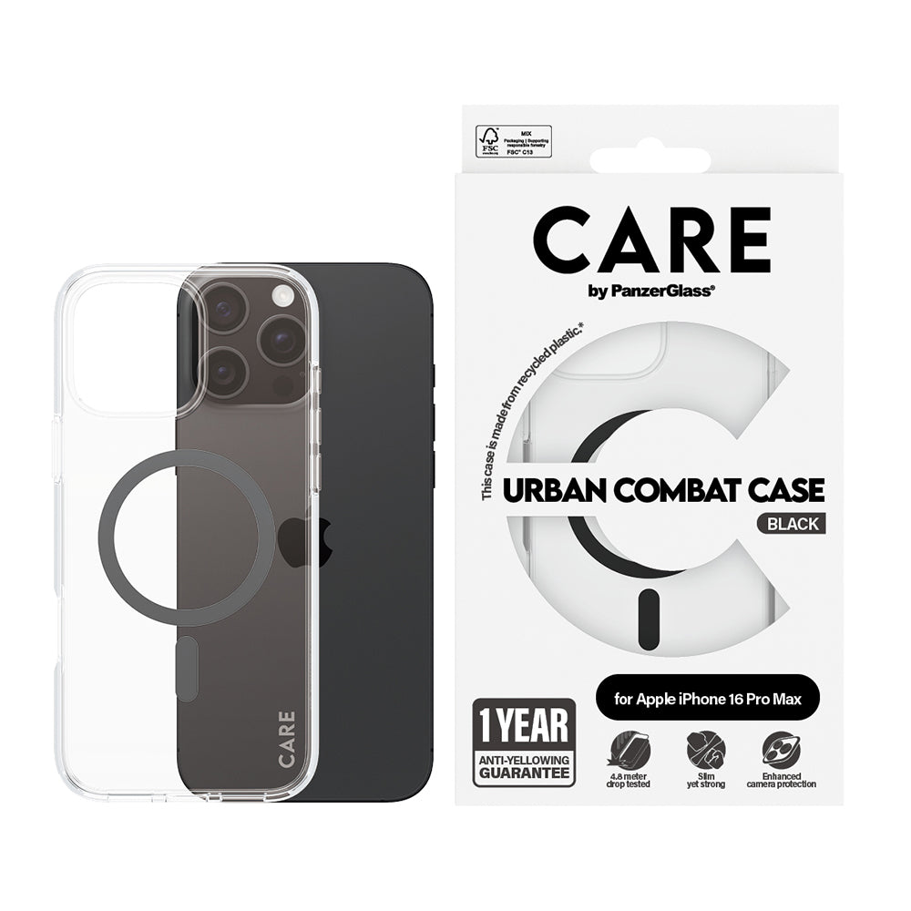 MagSafe tok Apple iPhone 16 Pro Max-hoz, PanzerGlass, Care Urban Combat, Fekete Átlátszó