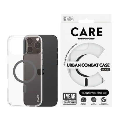 MagSafe tok Apple iPhone 16 Pro Max-hoz, PanzerGlass, Care Urban Combat, Fekete Átlátszó