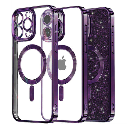 MagSafe Case for Apple iPhone 16 Pro Max, Techsuit, Luxury Glitter, Dark Purple