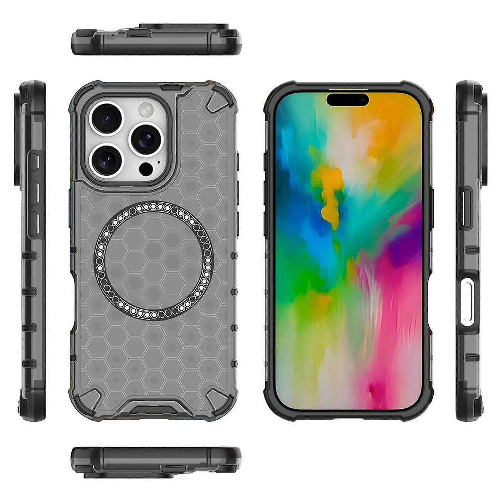 MagSafe Case for Apple iPhone 16 Pro, Techsuit, HoneyComb Shield, Black