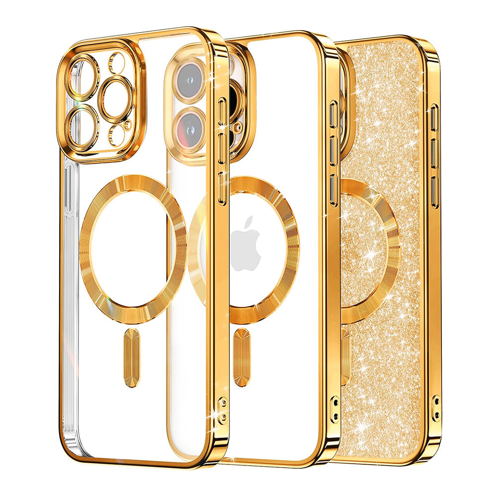 MagSafe tok Apple iPhone 16 Pro-hoz, Techsuit, Luxury Glitter, Arany