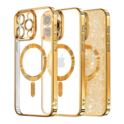 MagSafe tok Apple iPhone 16 Pro-hoz, Techsuit, Luxury Glitter, Arany