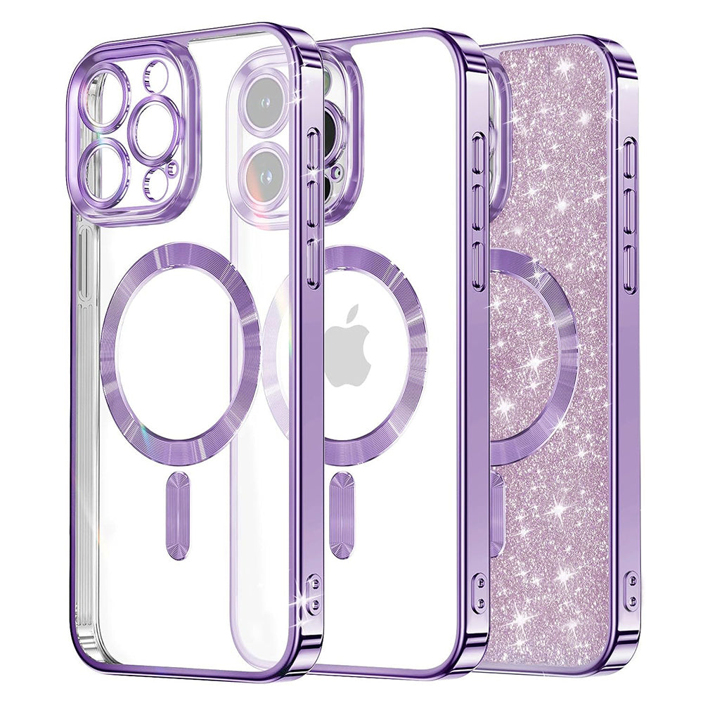 MagSafe Case for Apple iPhone 16 Pro, Techsuit, Luxury Glitter, Light Purple