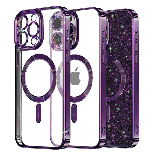 MagSafe tok Apple iPhone 16 Pro-hoz, Techsuit, Luxury Glitter, Sötét lila