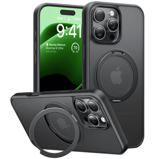 MagSafe tok Apple iPhone 16 Pro-hoz, Torras, Ostand Pro, Fekete