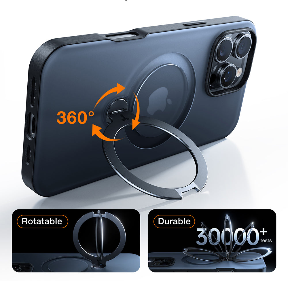 MagSafe Case for Apple iPhone 16 Pro, Torras, Ostand Spin, Black