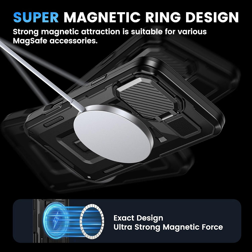 MagSafe tok Apple iPhone 16-hoz, Techsuit, CamVault, Fekete