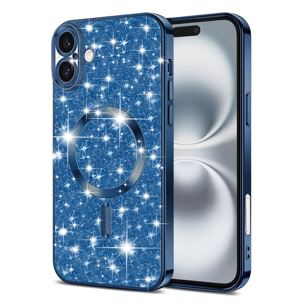 MagSafe tok Apple iPhone 16-hoz, Techsuit, Luxury Glitter, Sötétkék