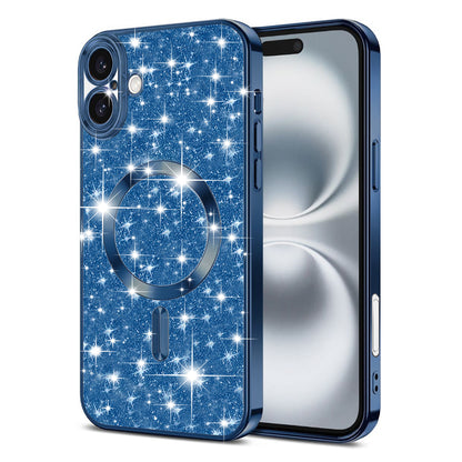 MagSafe tok Apple iPhone 16-hoz, Techsuit, Luxury Glitter, Sötétkék