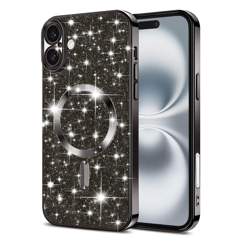 MagSafe tok Apple iPhone 16-hoz, Techsuit, Luxury Glitter, Fekete