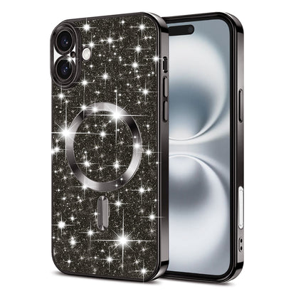 MagSafe tok Apple iPhone 16-hoz, Techsuit, Luxury Glitter, Fekete